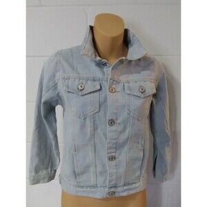 Denim Jean Jacket Size 145/ 4 pocket long sleeve colar Kidscool Space